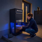 Metzler Paketbox mit Briefkasten | mit LED | seitliche Sichtfenster | personalisiert mit Gravur | Bispo 2