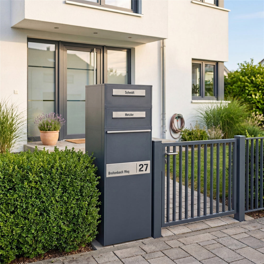 Metzler Paketbox mit Briefkasten | Entnahme auf der Rückseite | personalisiert mit Gravur | Zivo 2