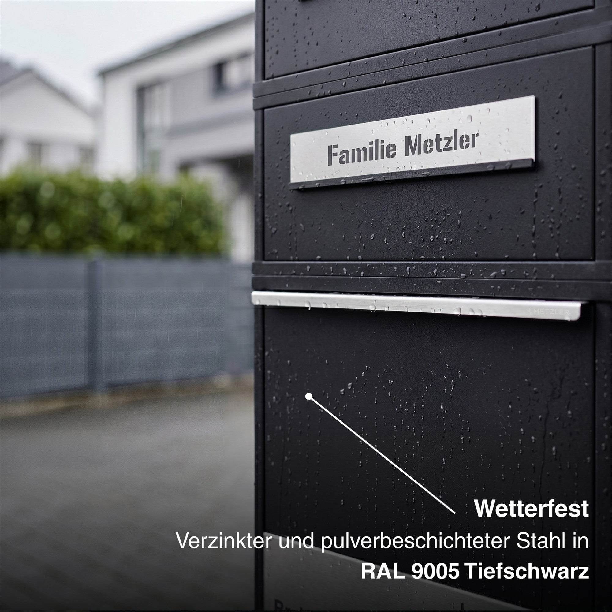 Metzler Paketbox mit Briefkasten | Entnahme auf der Rückseite | personalisiert mit Gravur | Zivo 2