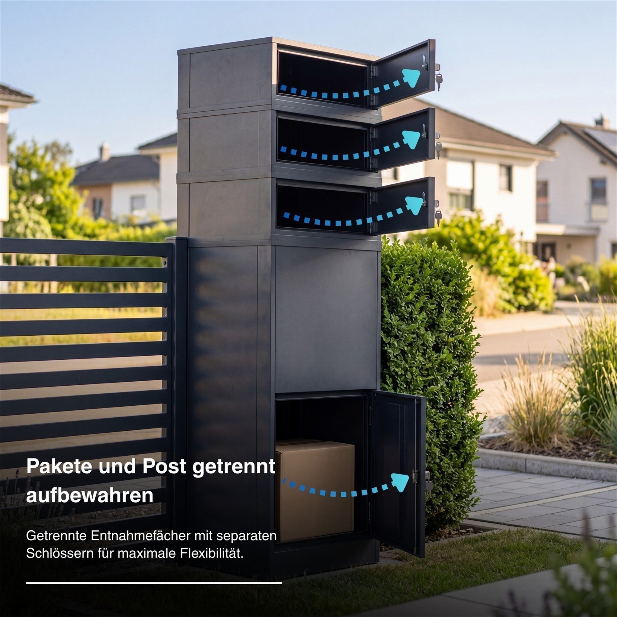 Metzler Paketbox mit Briefkasten | Entnahme auf der Rückseite | personalisiert mit Gravur | Zivo 2