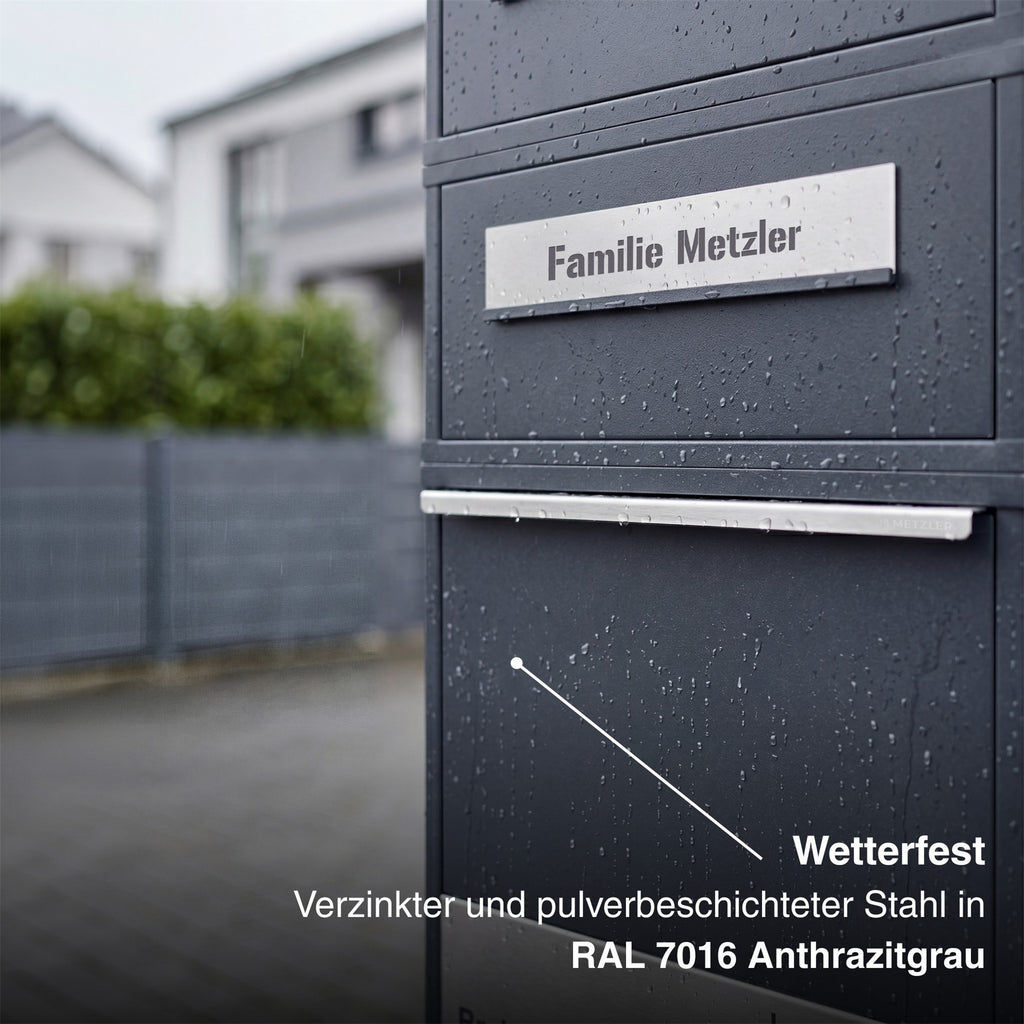 Metzler Paketbox mit Briefkasten | Entnahme auf der Rückseite | personalisiert mit Gravur | Zivo 2