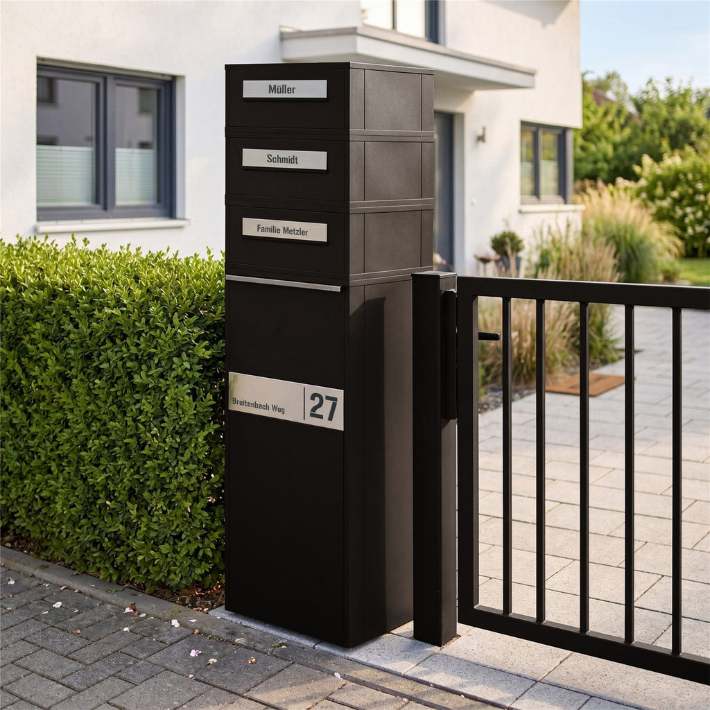 Metzler Paketbox mit Briefkasten | Entnahme auf der Rückseite | personalisiert mit Gravur | Zivo 2