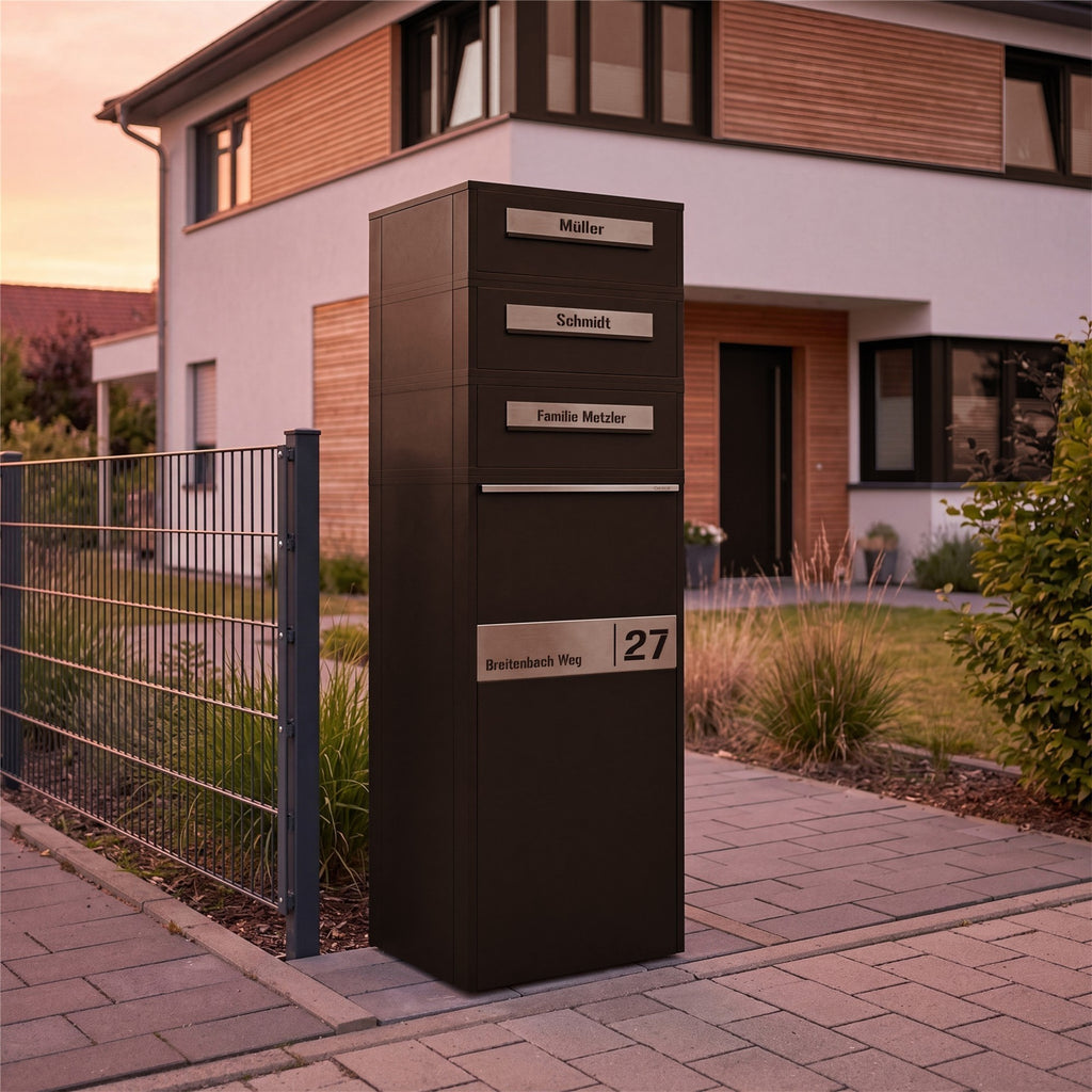 Metzler Paketbox mit Briefkasten | Entnahme auf der Rückseite | personalisiert mit Gravur | Zivo 2