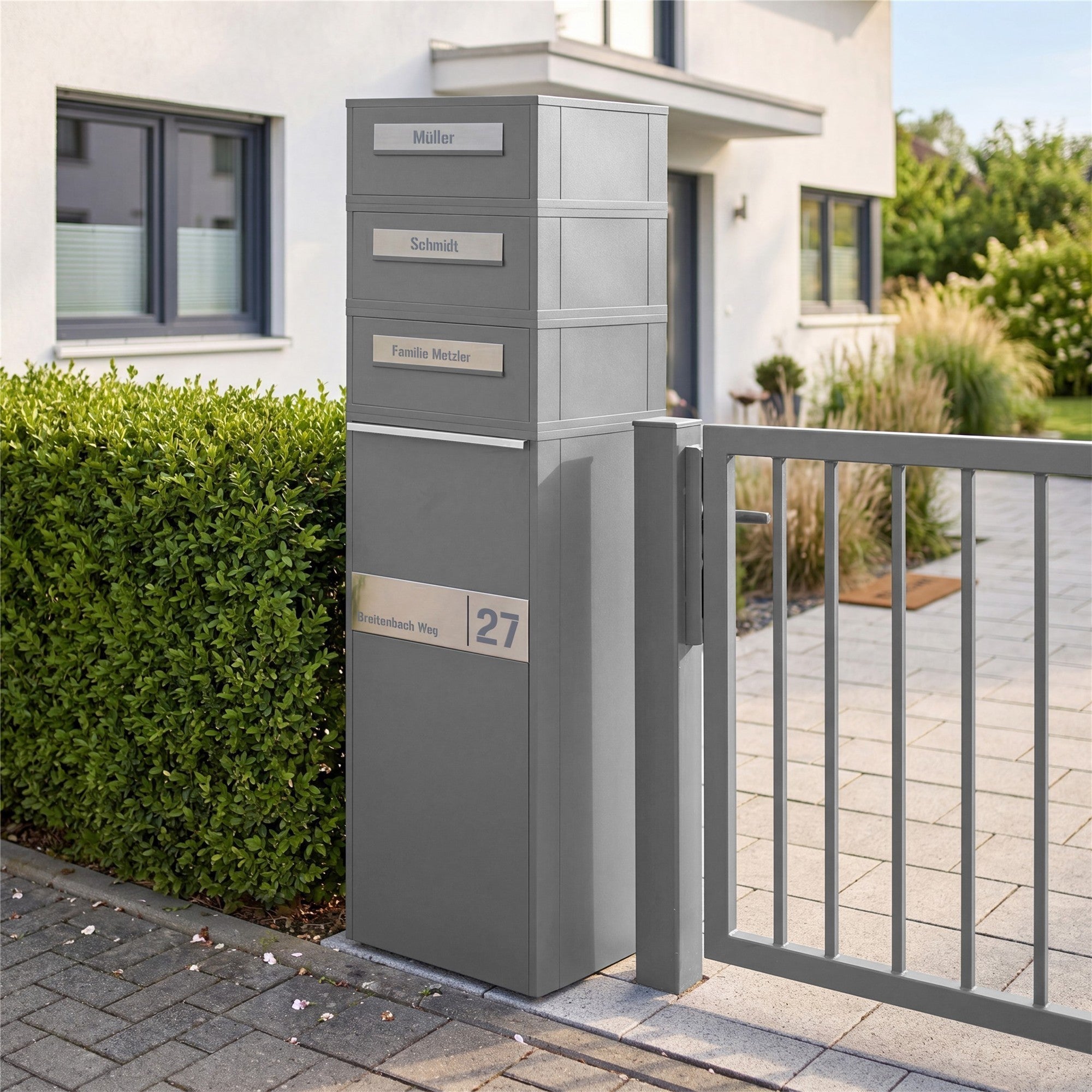 Metzler Paketbox mit Briefkasten | Entnahme auf der Rückseite | personalisiert mit Gravur | Zivo 2