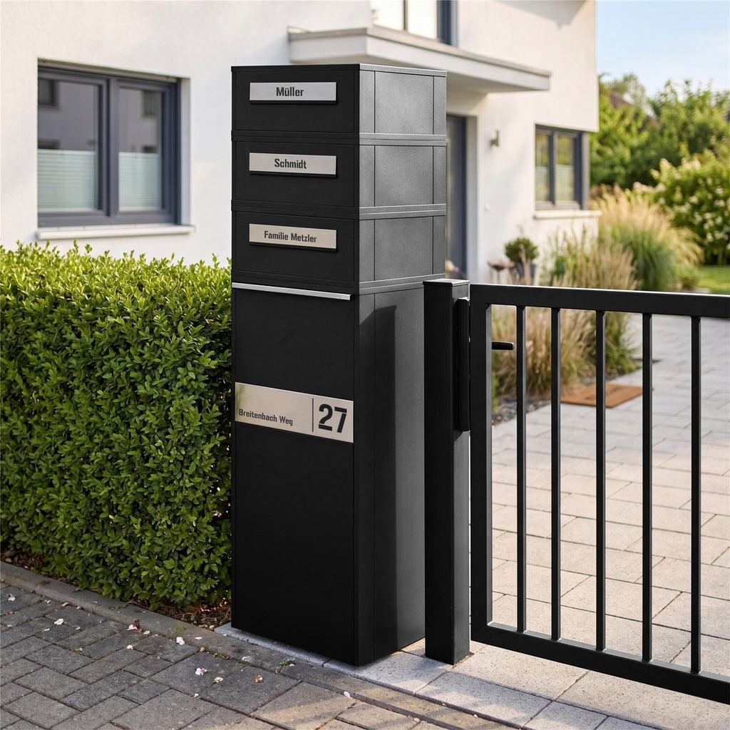 Metzler Paketbox mit Briefkasten | Entnahme auf der Rückseite | personalisiert mit Gravur | Zivo 2