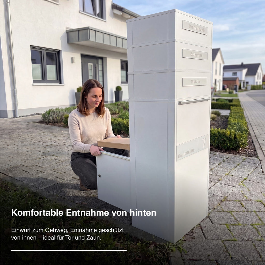 Metzler Paketbox mit Briefkasten | Entnahme auf der Rückseite | personalisiert mit Gravur | Zivo 2