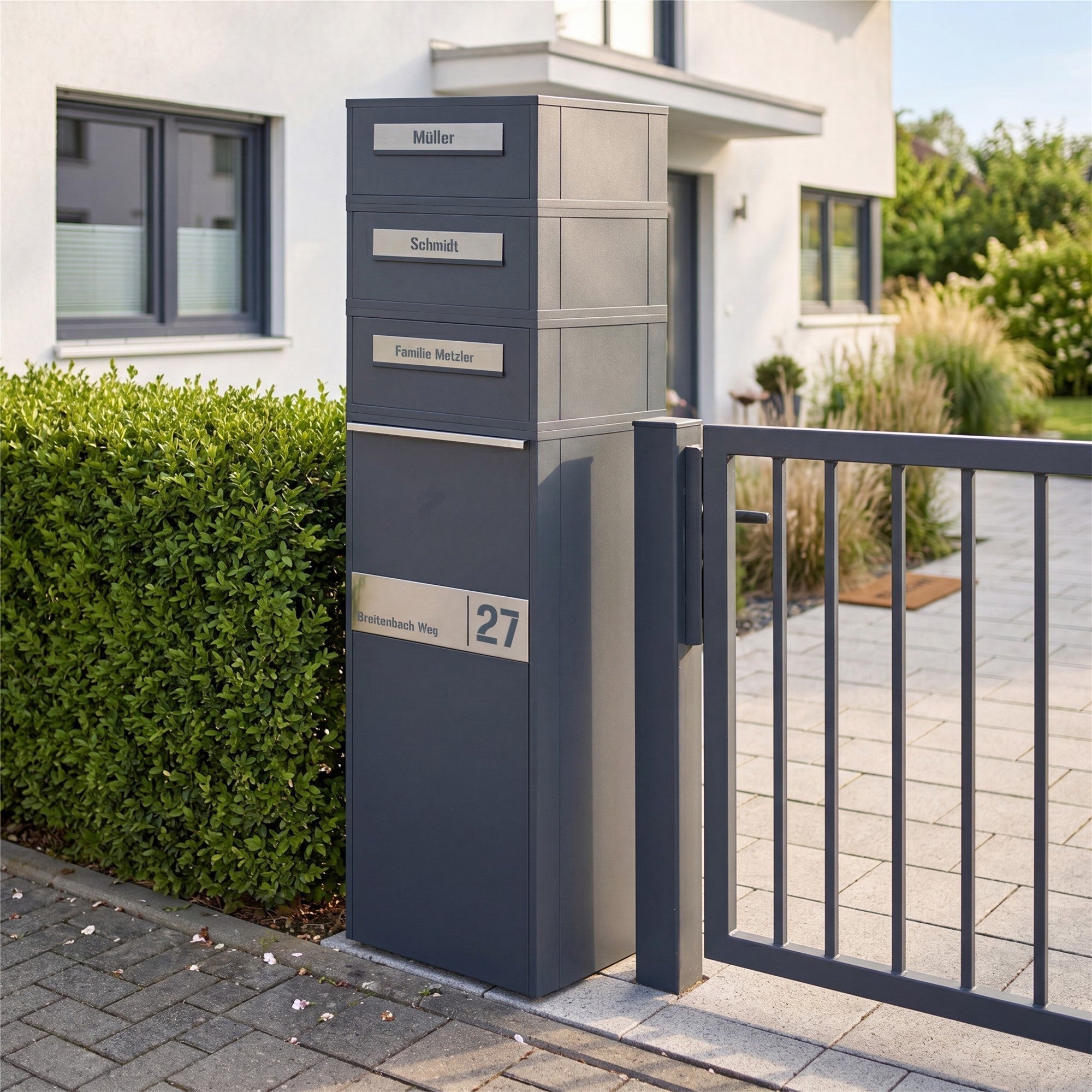 Metzler Paketbox mit Briefkasten | Entnahme auf der Rückseite | personalisiert mit Gravur | Zivo 2