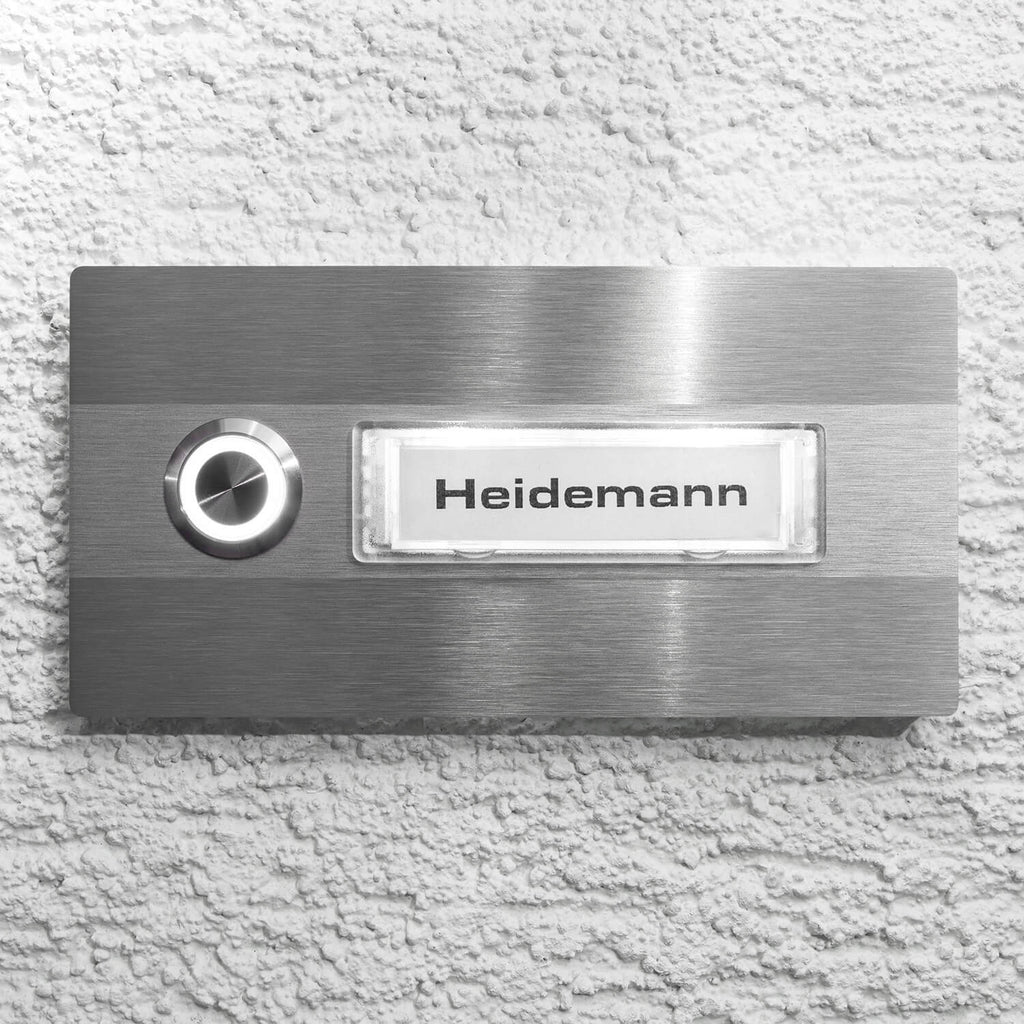 Kopie von LED Türklingel aus Edelstahl mit Namensschild von Renz