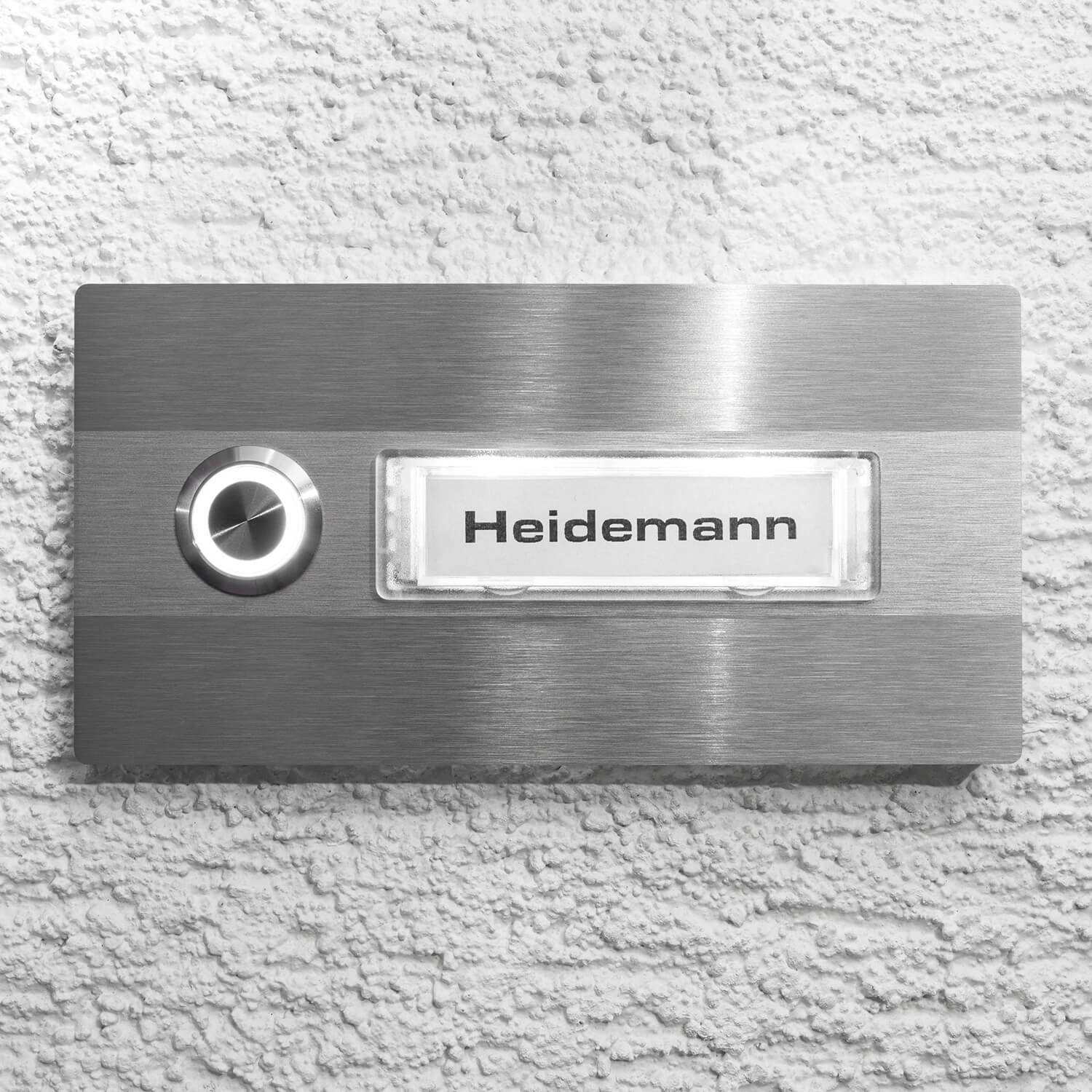 Kopie von LED Türklingel aus Edelstahl mit Namensschild von Renz