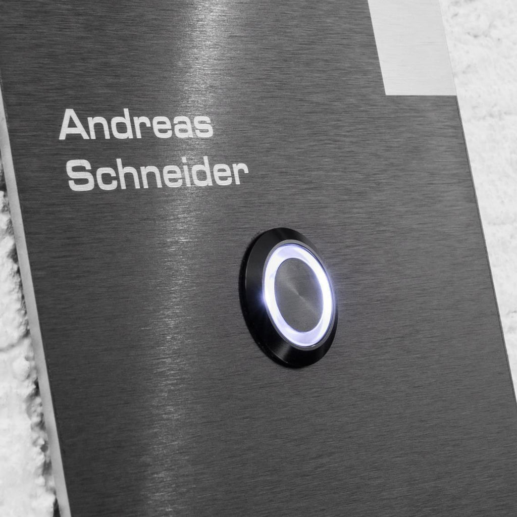 Metzler Design Klingelschild Edelstahl Schwarz Gravur | Talos