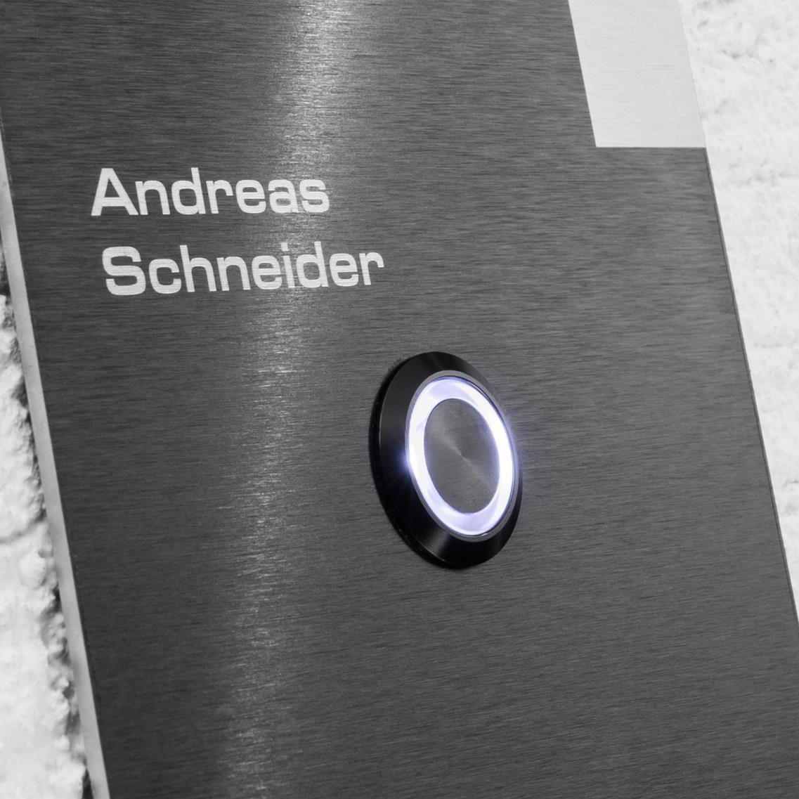 Metzler Design Klingelschild Edelstahl Schwarz Gravur | Talos