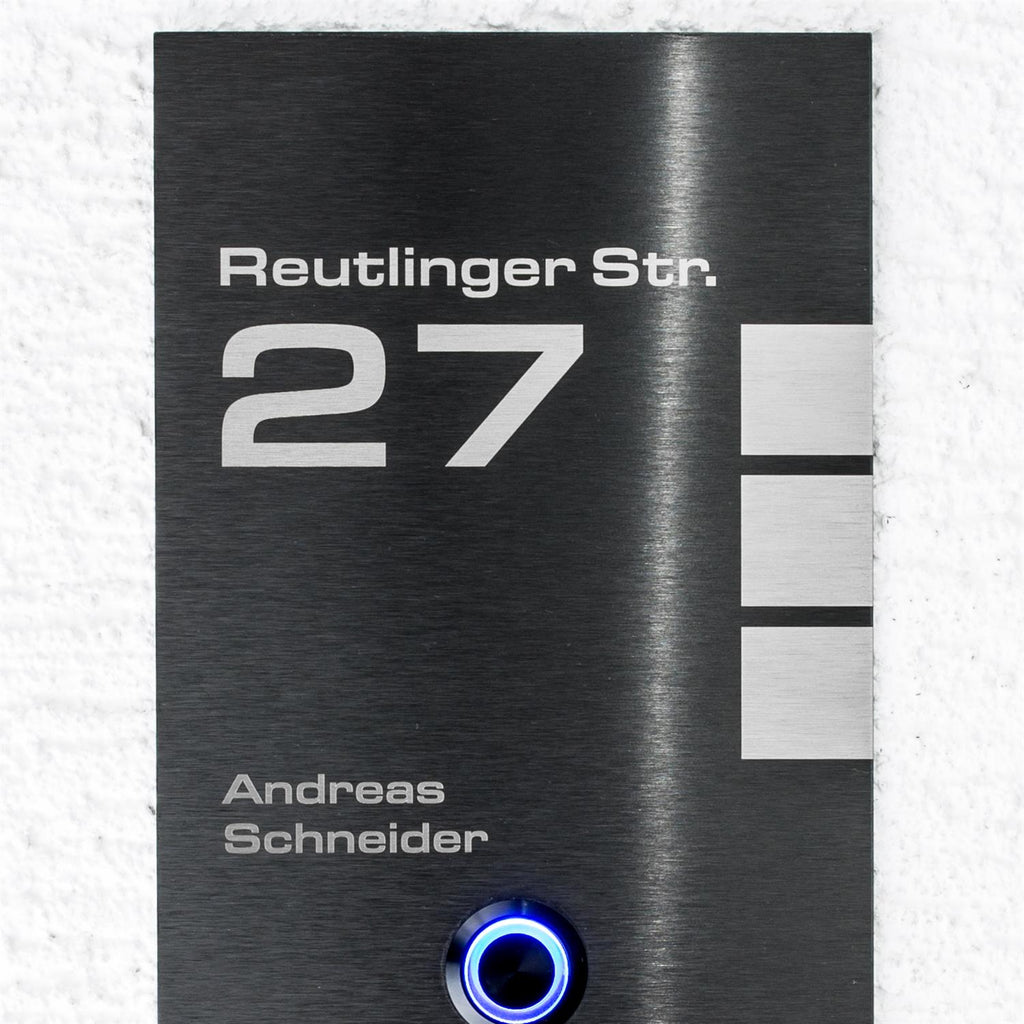 Metzler Design Klingelschild Edelstahl Schwarz Gravur | Talos