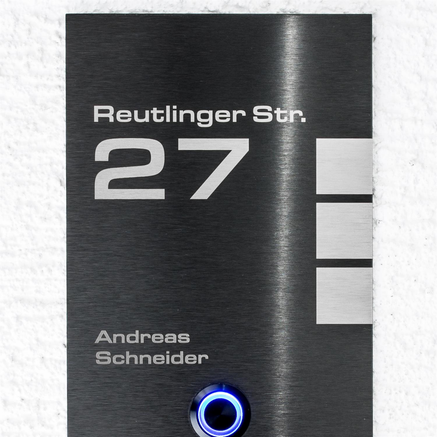 Metzler Design Klingelschild Edelstahl Schwarz Gravur | Talos