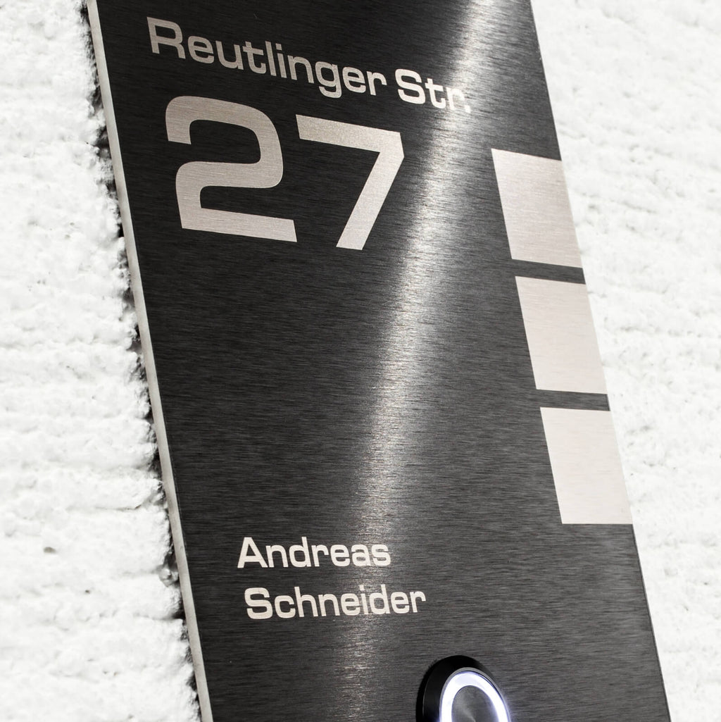 Metzler Design Klingelschild Edelstahl Schwarz Gravur | Talos