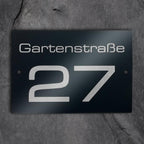 Hausnummernschild für Straße & Ziffer in Anthrazit RAL7016
