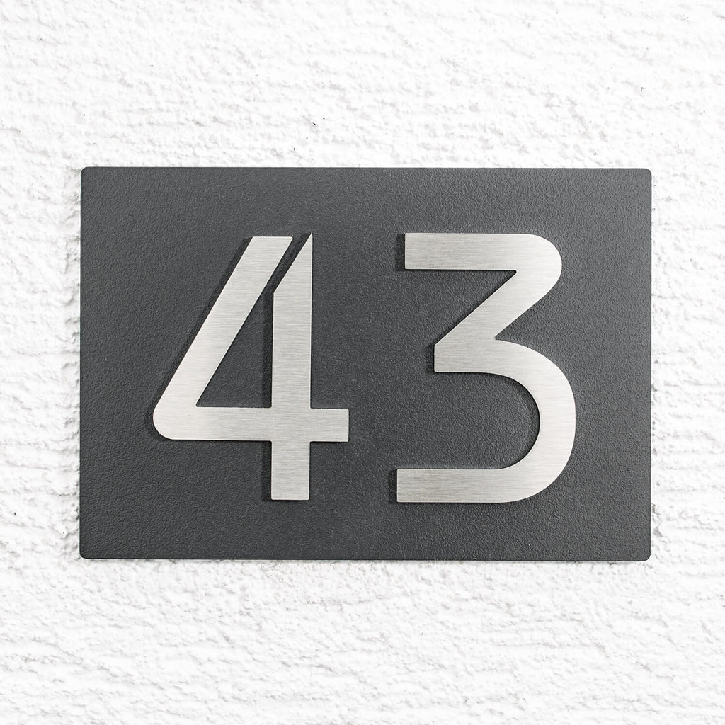 3D Hausnummernschild Anthrazit Edelstahl-Schild