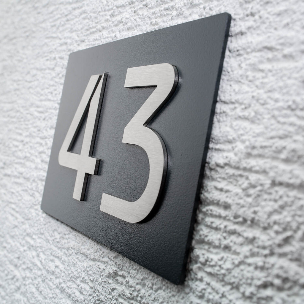 3D Hausnummernschild Anthrazit Edelstahl-Schild