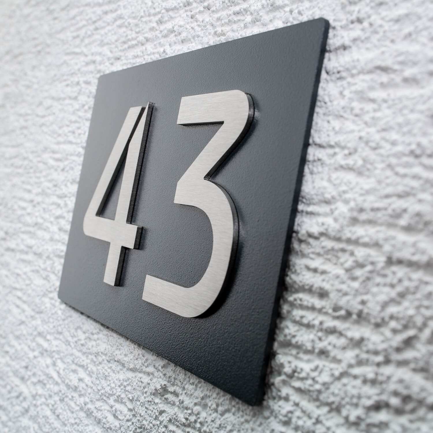 3D Hausnummernschild Anthrazit Edelstahl-Schild