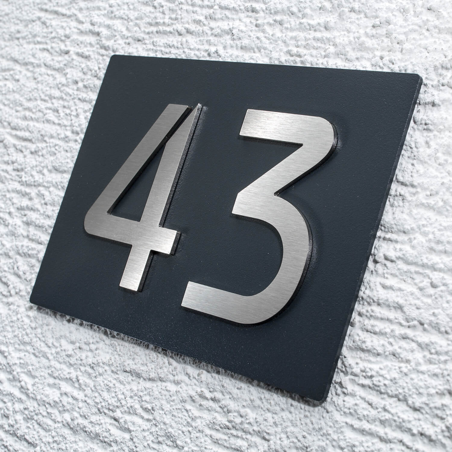 3D Hausnummernschild Anthrazit Edelstahl-Schild