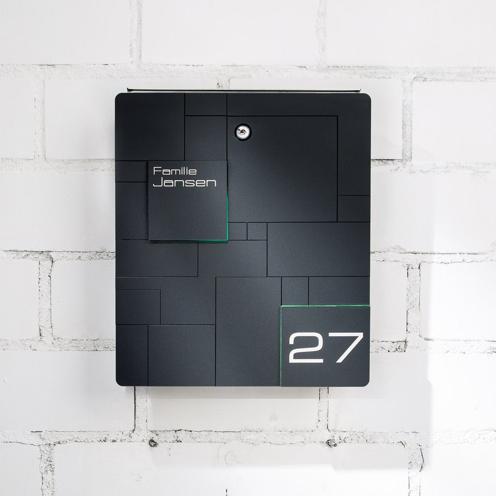 Metzler Briefkasten Anthrazit Edelstahl V4A Gravur optional | 02