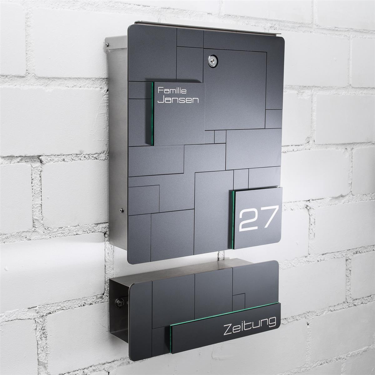 Metzler Standbriefkasten Anthrazit Edelstahl Gravur optional | 02