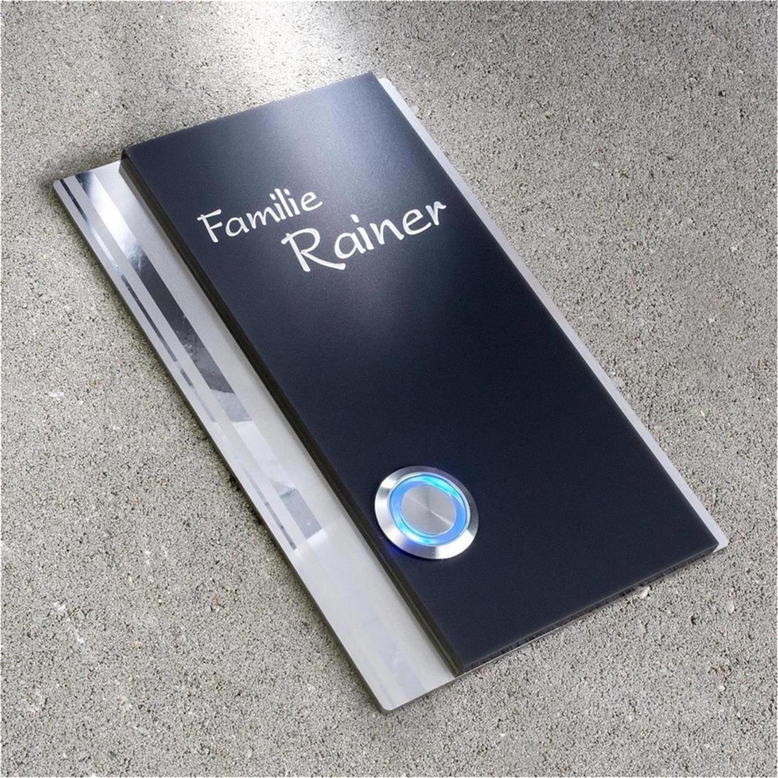 Design Türklingel Anthrazit mit LED - Klingelplatte von Metzler