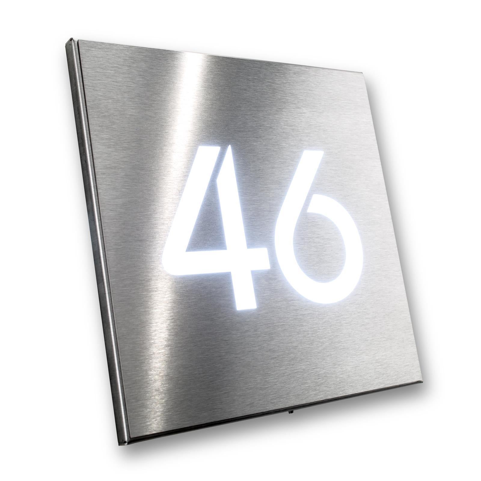 LED- Hausnummernschild aus Edelstahl
