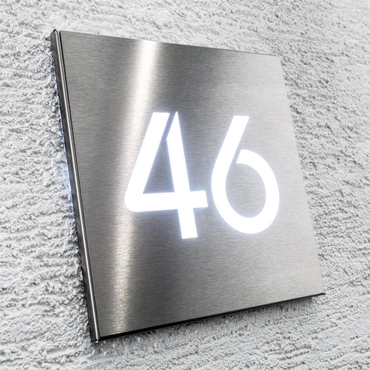 LED- Hausnummernschild aus Edelstahl
