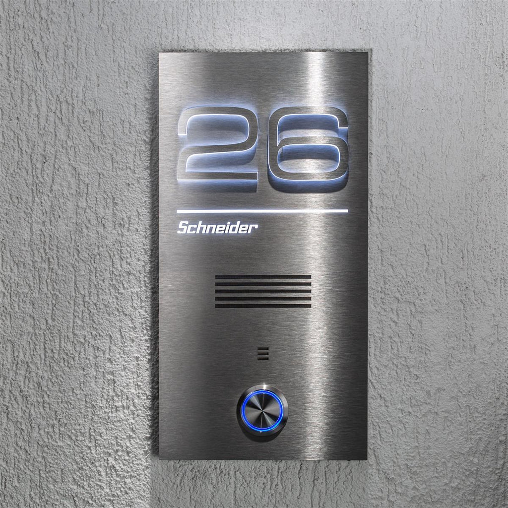 Metzler Türklingel Edelstahl Gegensprechanlage L-Tek Sprechmodul LED-Beleuchtung | Schneider