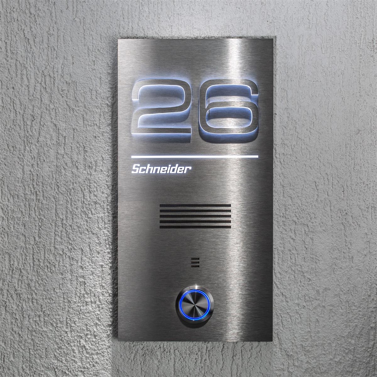 Metzler Türklingel Edelstahl Gegensprechanlage L-Tek Sprechmodul LED-Beleuchtung | Schneider