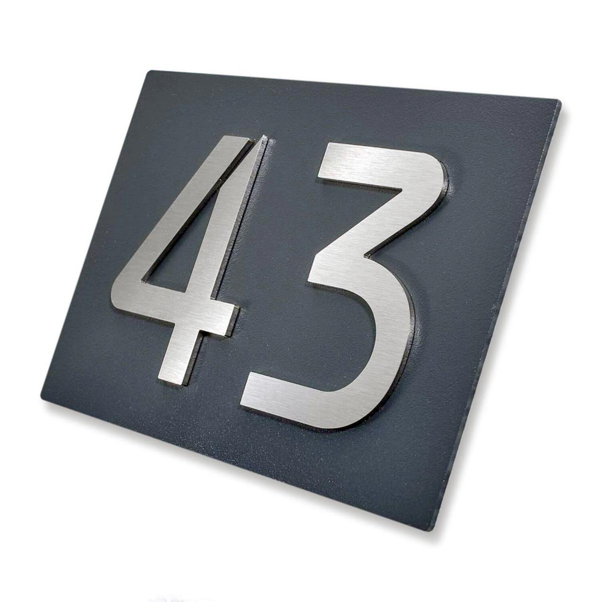 3D Hausnummernschild Anthrazit Edelstahl-Schild