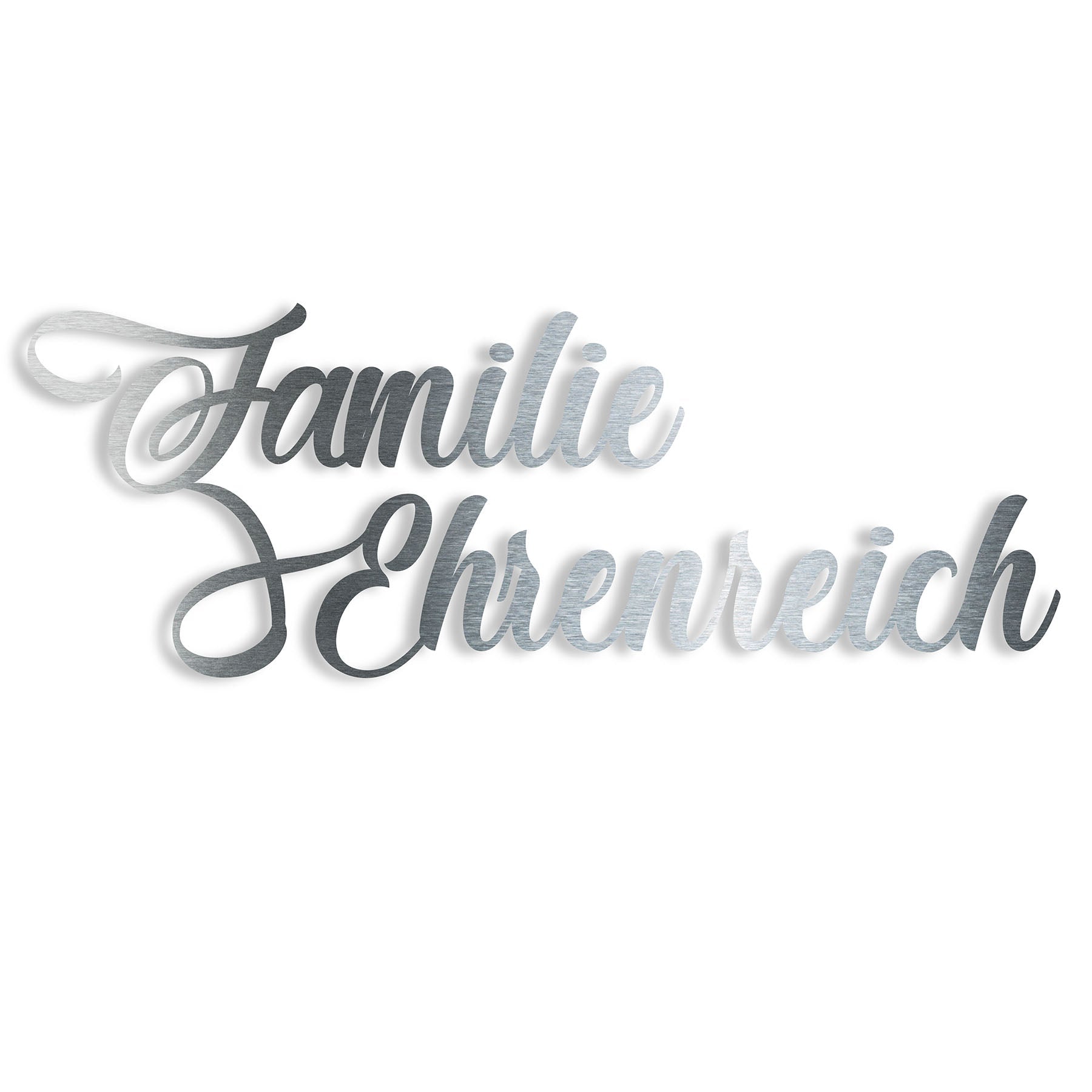 Design-Namensschriftzug aus Edelstahl