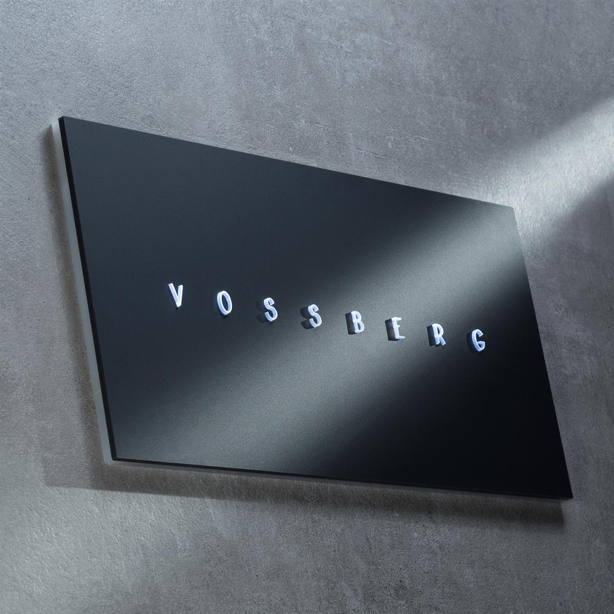 LED-Schild Anthrazit RAL7016 mit Edelstahl 3D-Profilbuchstaben