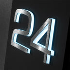 Metzler Hausnummernschild aus Edelstahl matt LED-Beleuchtung