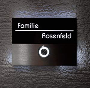 Metzler Türklingel aus Edelstahl LED-3D-Namensschild | Sora