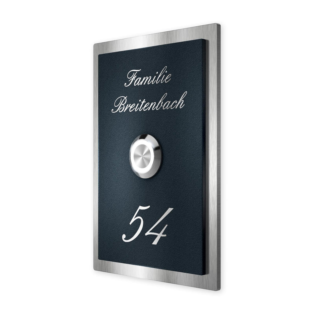 Metzler Klingelschild Edelstahl Anthrazit Gravur + LED-Taster | Decker