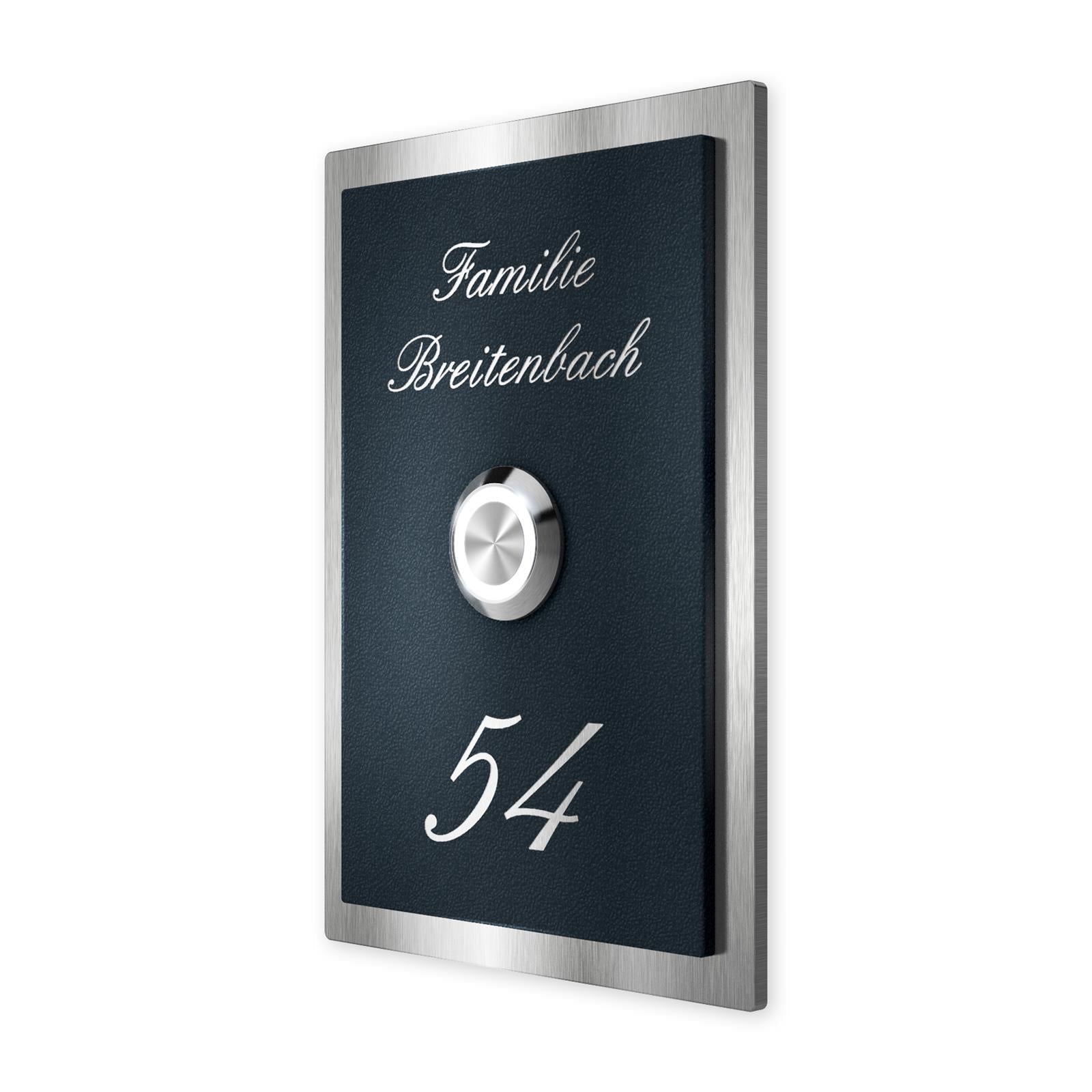 Metzler Klingelschild Edelstahl Anthrazit Gravur + LED-Taster | Decker