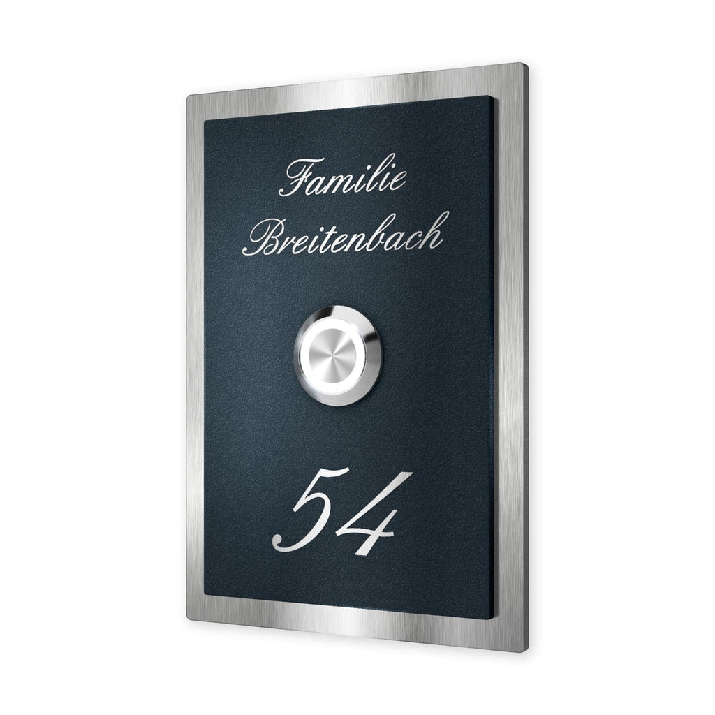 Metzler Klingelschild Edelstahl Anthrazit Gravur + LED-Taster | Decker