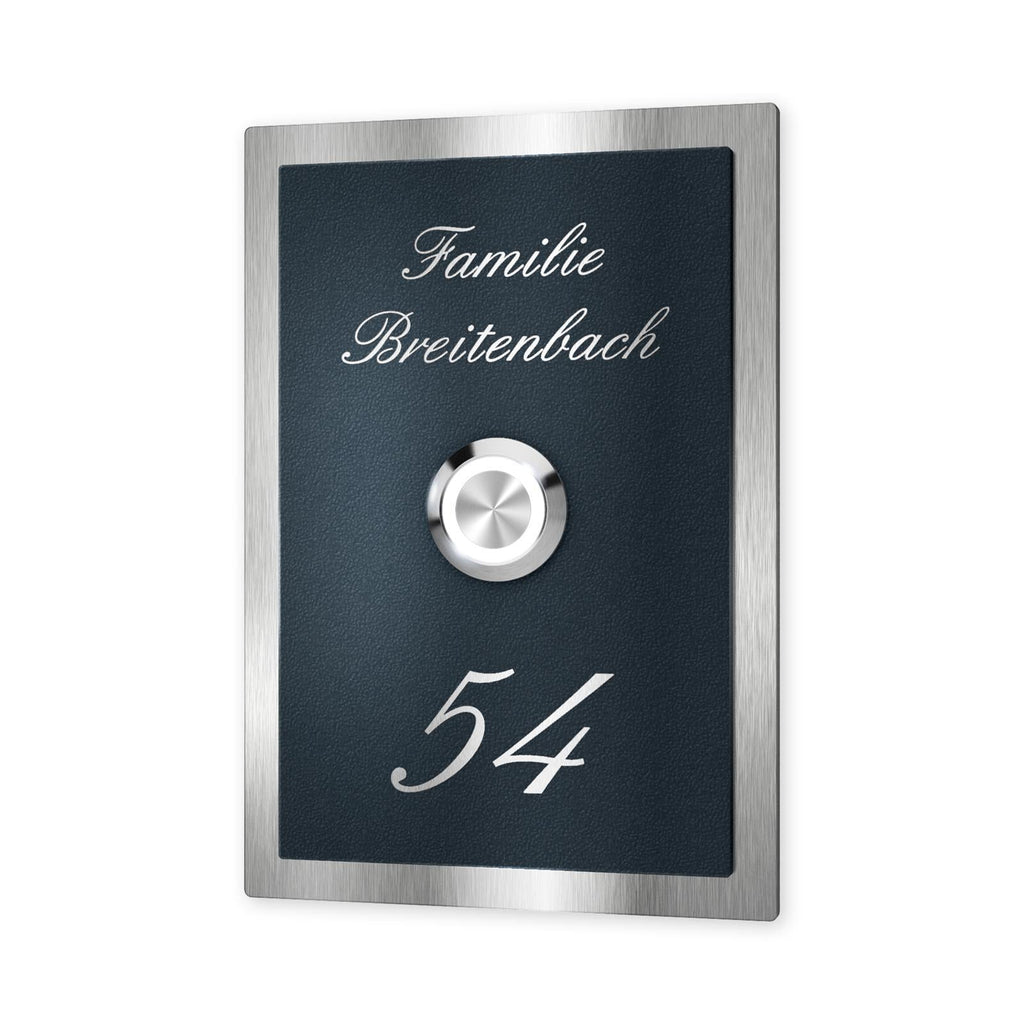 Metzler Klingelschild Edelstahl Anthrazit Gravur + LED-Taster | Decker
