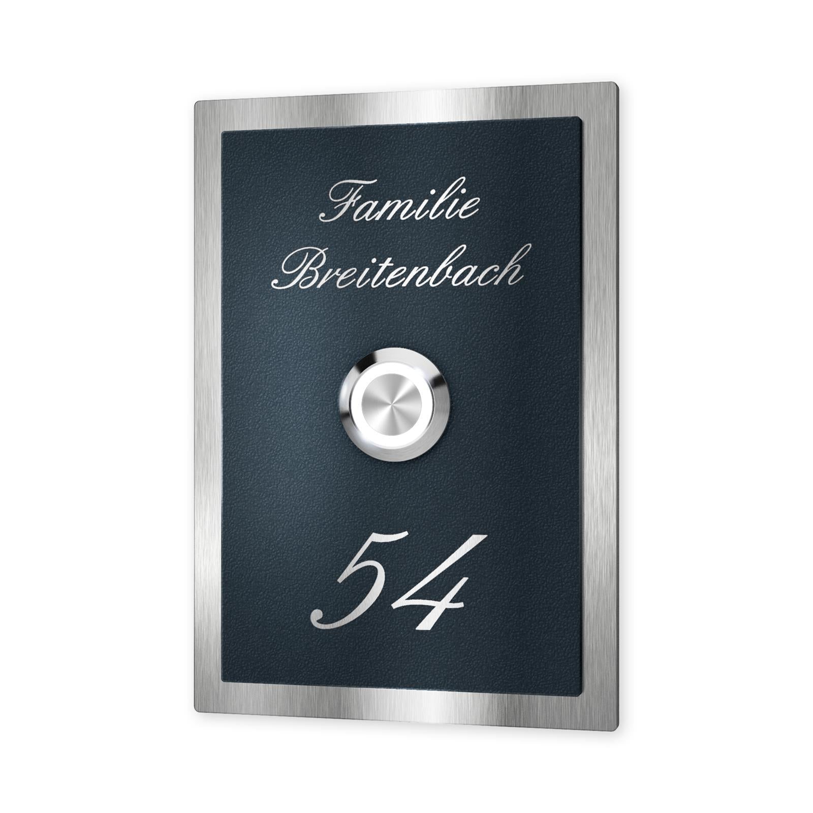 Metzler Klingelschild Edelstahl Anthrazit Gravur + LED-Taster | Decker