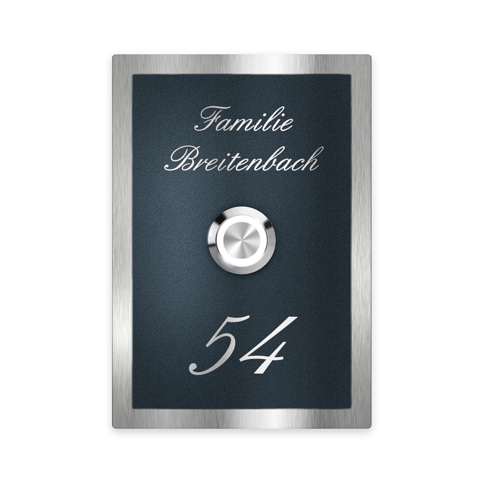 Metzler Klingelschild Edelstahl Anthrazit Gravur + LED-Taster | Decker