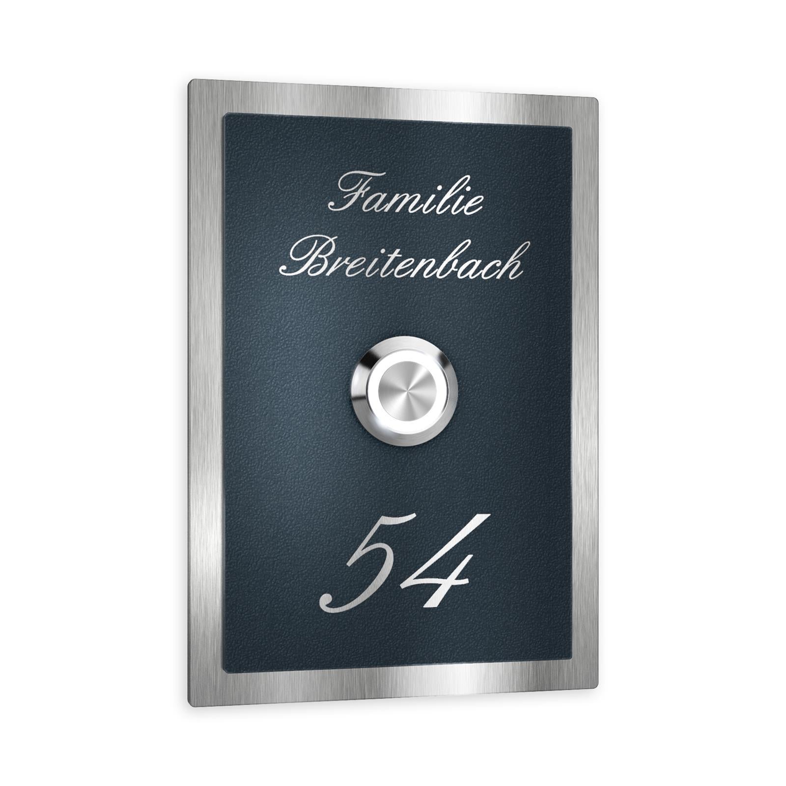 Metzler Klingelschild Edelstahl Anthrazit Gravur + LED-Taster | Decker