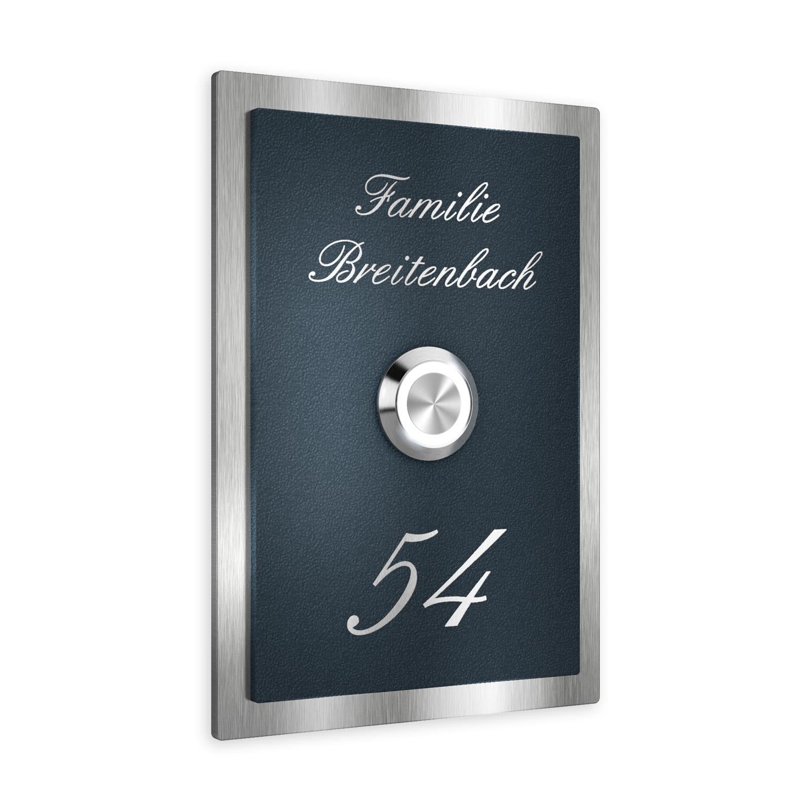 Metzler Klingelschild Edelstahl Anthrazit Gravur + LED-Taster | Decker