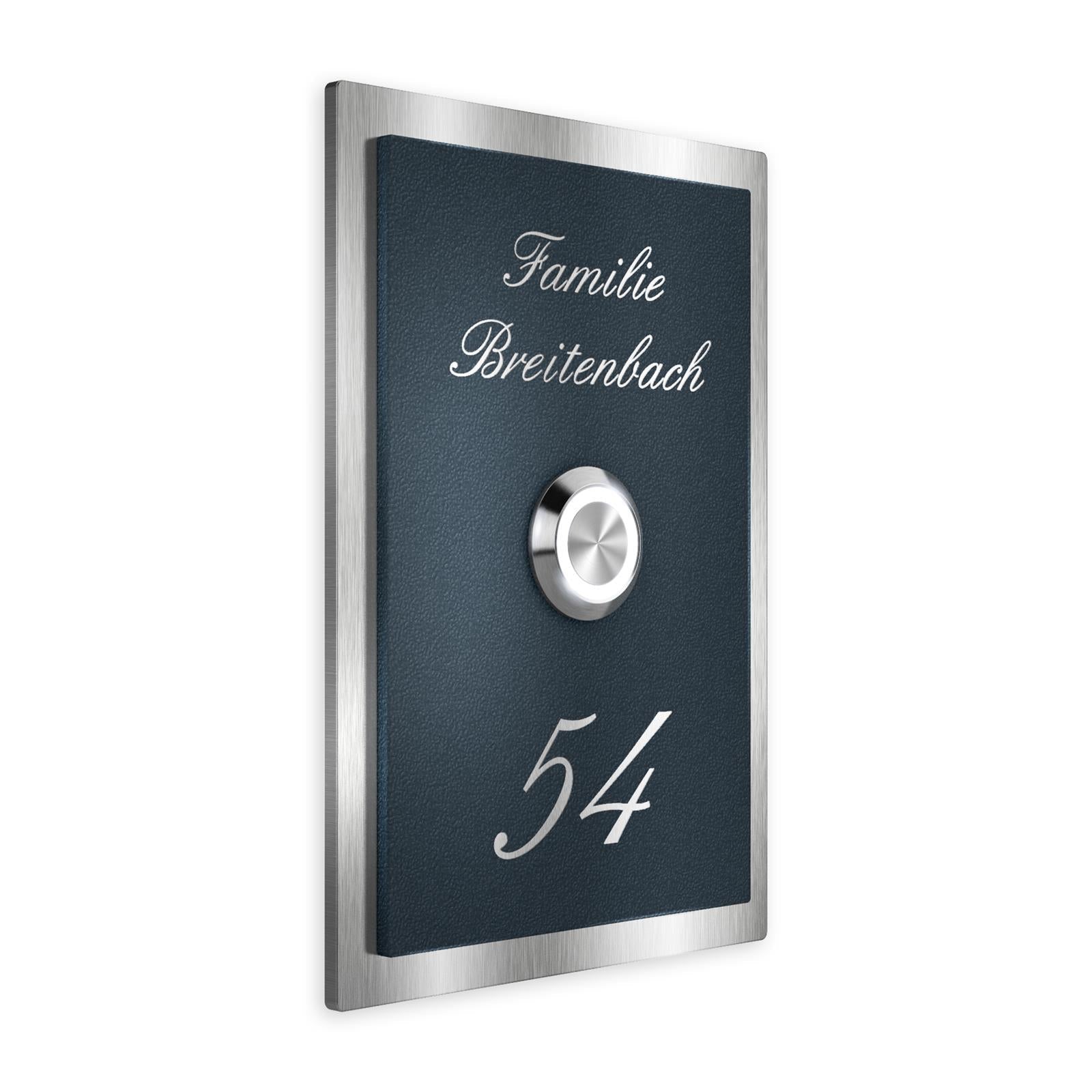 Metzler Klingelschild Edelstahl Anthrazit Gravur + LED-Taster | Decker