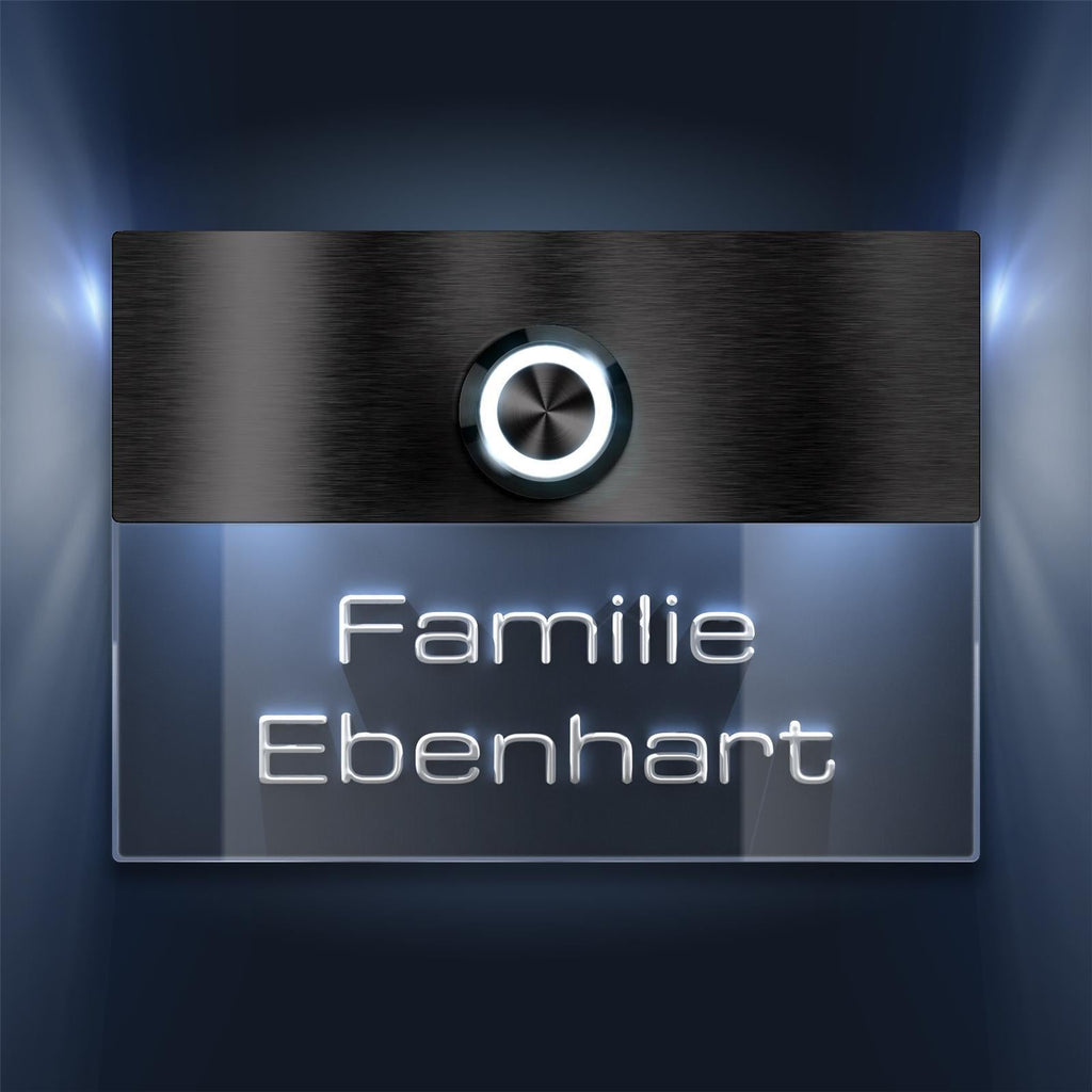 Metzler Türklingel Edelstahl Anthrazit mit 3D-Gravur + LED-Taster | Sena XL