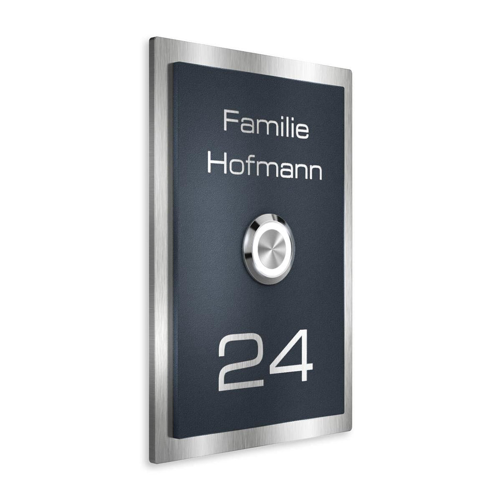 Metzler Klingelschild Edelstahl Anthrazit Gravur + LED-Taster | Decker