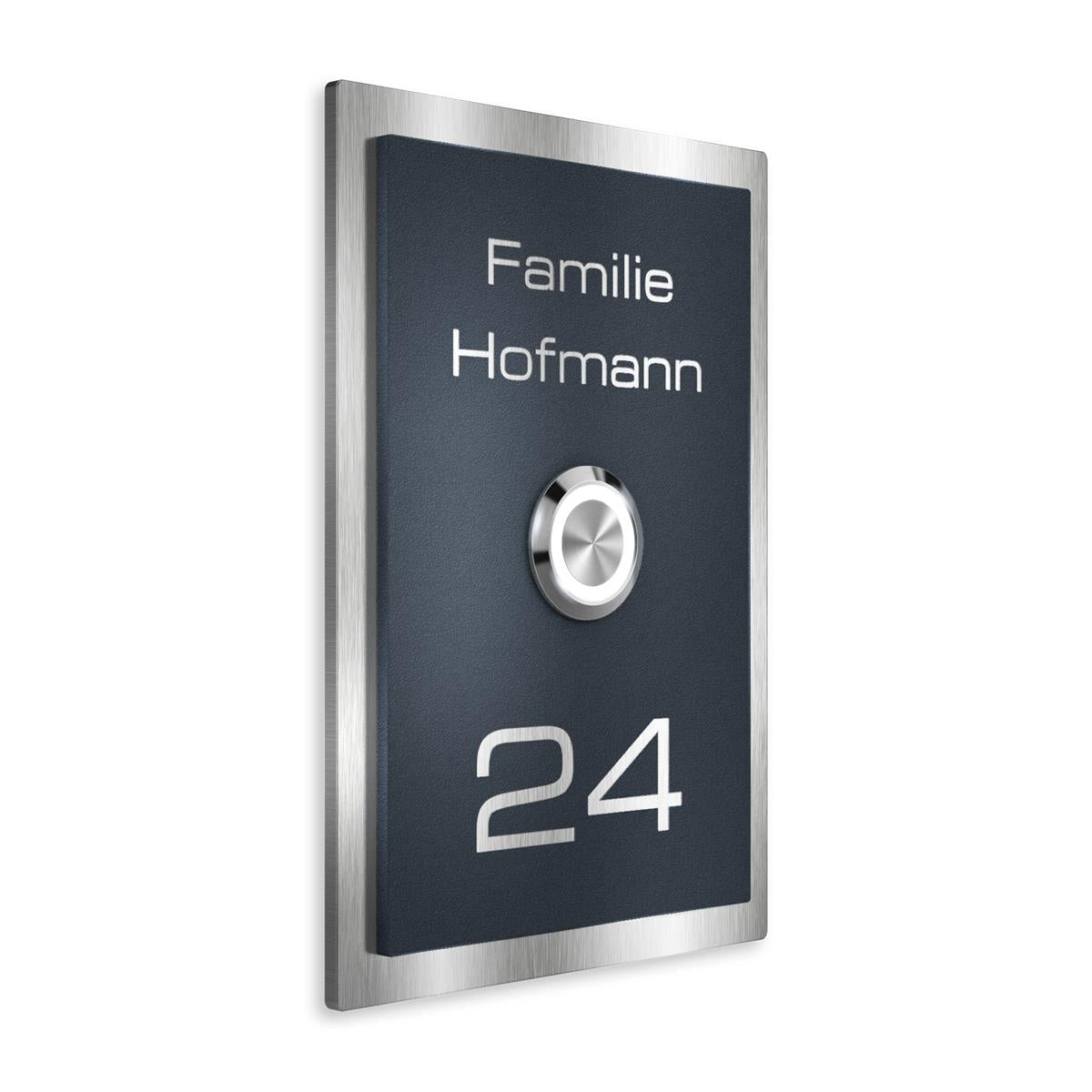 Metzler Klingelschild Edelstahl Anthrazit Gravur + LED-Taster | Decker