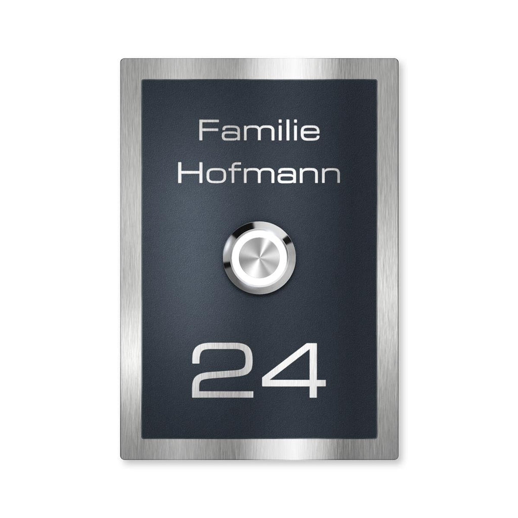 Metzler Klingelschild Edelstahl Anthrazit Gravur + LED-Taster | Decker