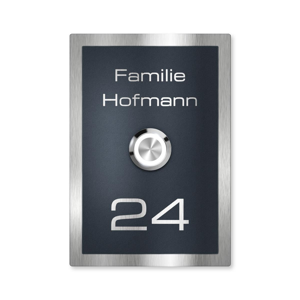 Metzler Klingelschild Edelstahl Anthrazit Gravur + LED-Taster | Decker