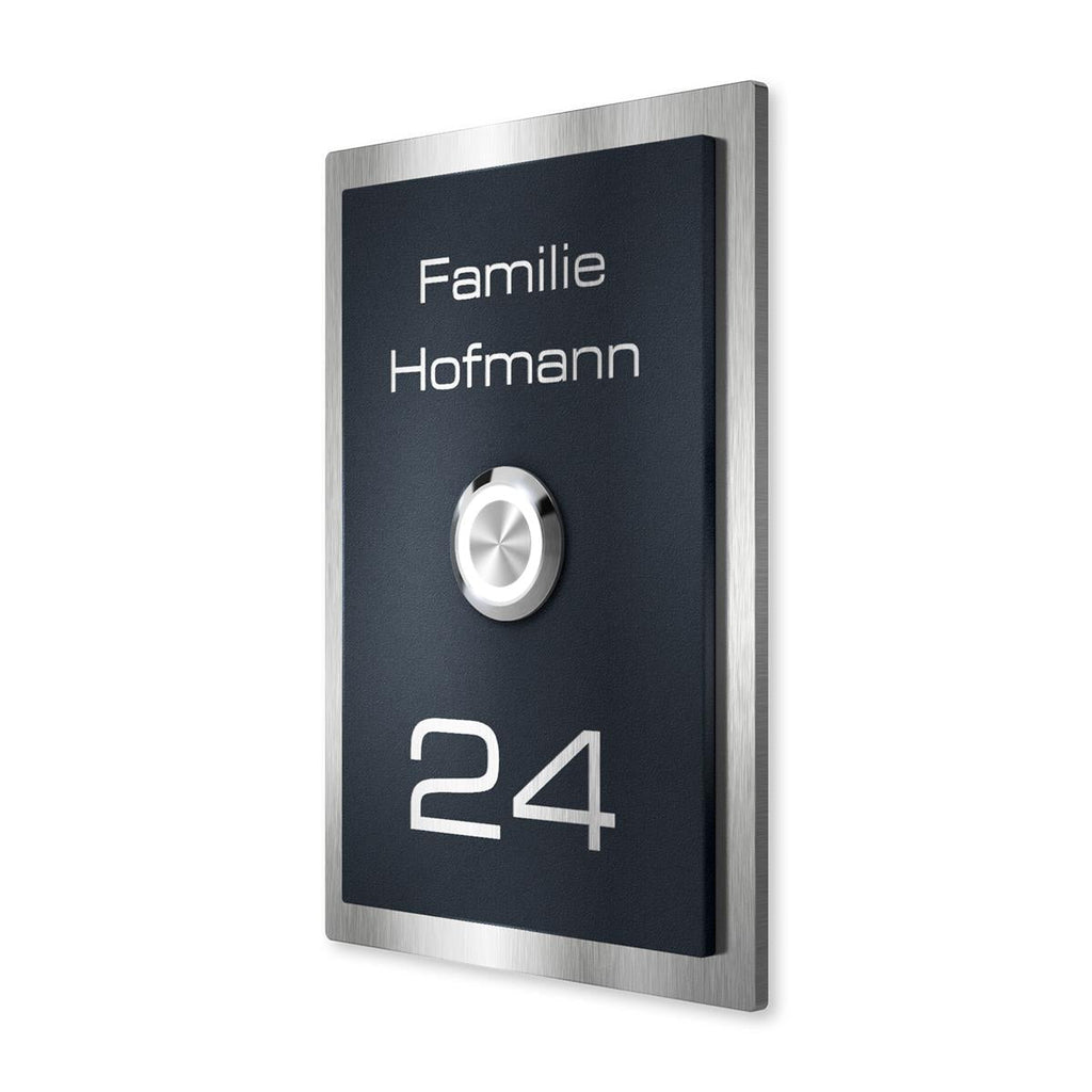 Metzler Klingelschild Edelstahl Anthrazit Gravur + LED-Taster | Decker